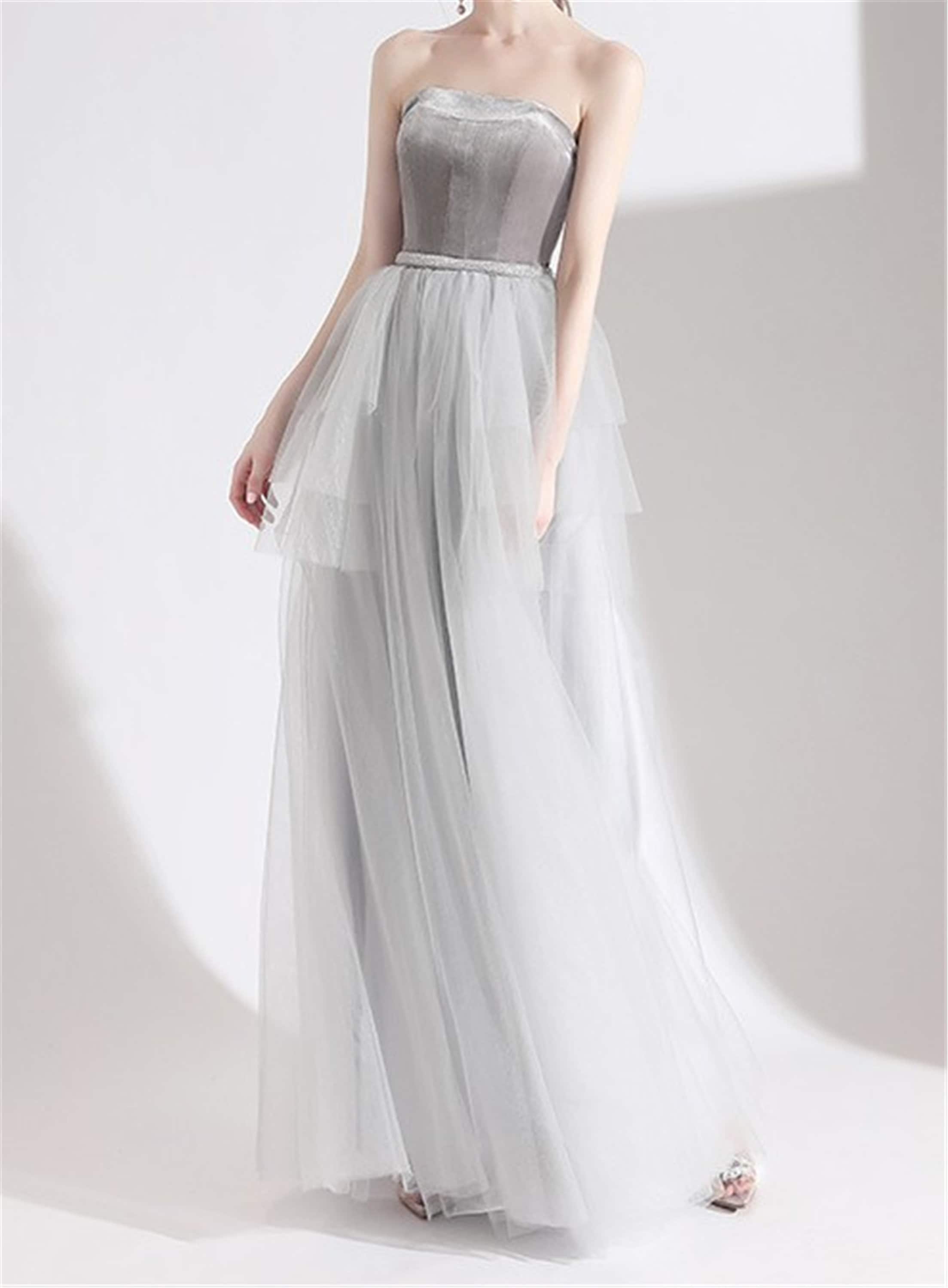 Velvet Prom Dress For Women/ALine Tulle Long Party Etsy