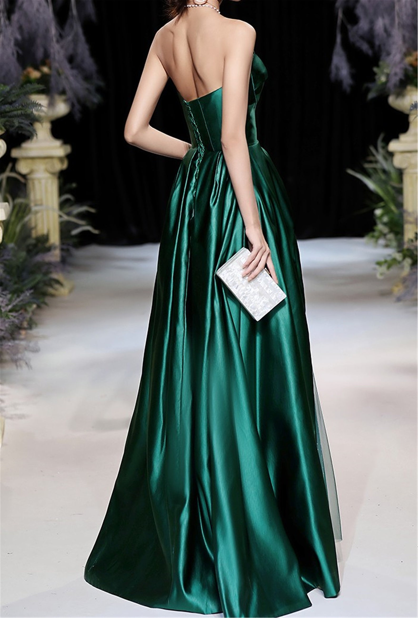 Jade Green Satin Prom Dress Ball Jurk Vintage / Lange Fairy Etsy