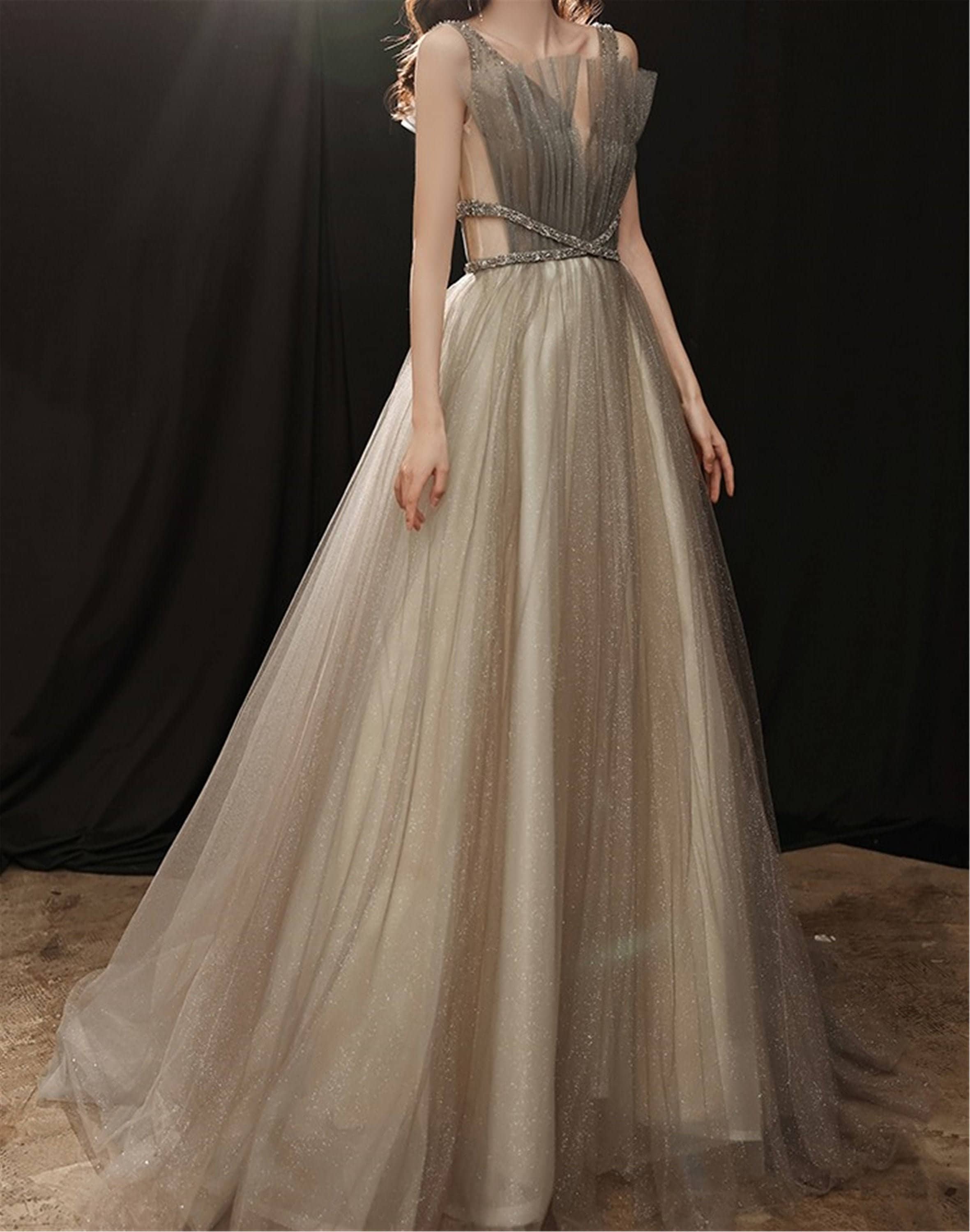 beaded tulle gown