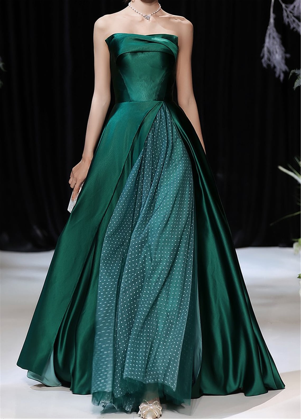 Jade Green Satin Prom Dress Ball Jurk Vintage / Lange Fairy | Etsy