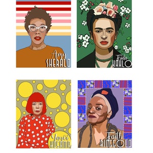 Women in Art Poster Bundle- 4 Separate Digital Prints of Influential Female Artists. Women’s History Bulletin Board, wall decor printable