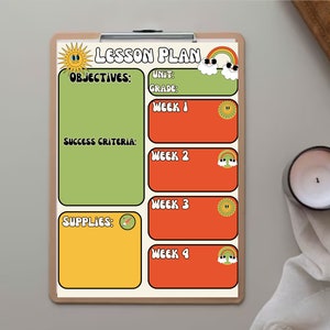 Weekly Lesson Plan Template- Groovy Classroom Digital Download 4 Lesson ...