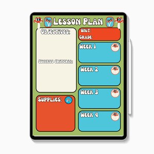 Weekly Lesson Plan Template- Groovy Classroom Digital Download 4 Lesson ...
