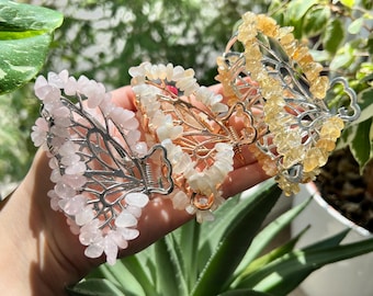 Fermagli per capelli con cristalli di vari colori e design a farfalla | Fermaglio per capelli con pietre naturali | Fermaglio per capelli elegante