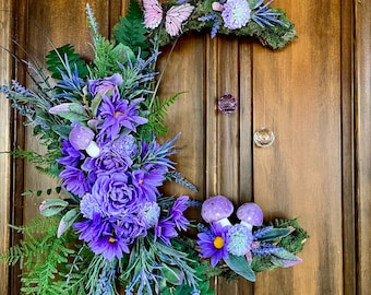 Whimsical,Magical Fairy Crescent Moon Wreath