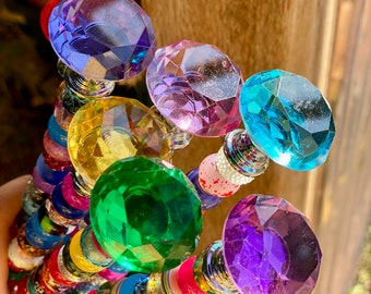 Crystal Topped Fairy Wand: Beaded Garden Pot Stake