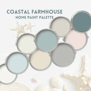 Coastal Farmhouse Color Palette Benjamin Moore Paint Scheme Living Room Blue Color Beach House Palette Cottage Interior Green And Blue Paint