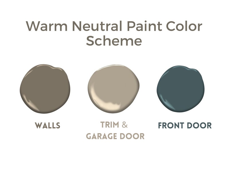 Benjamin Moore exterior paint palette, exterior paint scheme, whole home paint palette, modern home paint color, taupe paint palette, exterior paint color, designer paint color, Benjamin Moore paint scheme, front door paint color, neutral house color