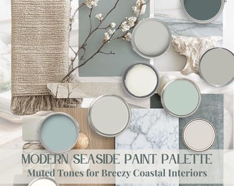 Coastal Calm Paint Palette Sea Green Paint Color Scheme Benjamin Moore Modern Coastal Master Bedroom Blue Home Color Palette Lake house 2025