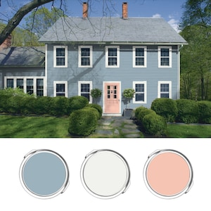 Benjamin Moore Coastal Blue Exterior House Color Front Door Paint Scheme Benjamin Moore Coastal Beach Cottage Paint Palette Blue Paint Color
