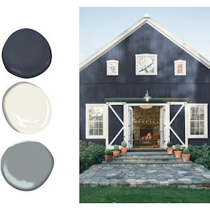 Navy Exterior Paint Color Scheme Blue Exterior Paint Farmhouse Exterior Paint Color Exterior Blue Paint Color Consultation Instant Download