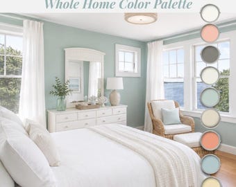 Cottage Interior Design Coastal Farmhouse Paint Color Blue Grey Beach House Bedroom Idea Pastel Bathroom Decor Yellow Cottagecore Home Inspo