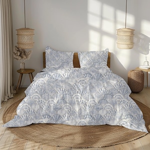 Nautical Bedding Boat Duvet Cover Sea Shell Bed Set Blue And White Beach Bedroom Decor Sea Glass Duvet King Coastal Theme Comforter Queen