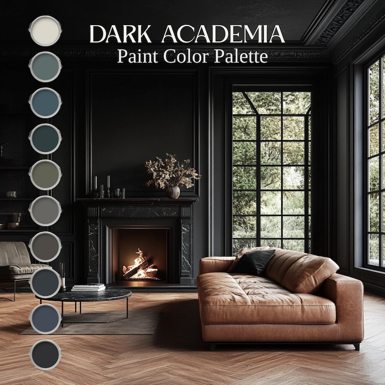 Benjamin Moore Dark Academia Color Palette Moody Earth Paint Scheme Whole House Paint Palette Interior Dark Academia Moody Home Paint Color Palette Speakeasy Idea Dark Academia Kitchen Cabinet Inspo Whole House Dark Paint Scheme Interior Design Office Color