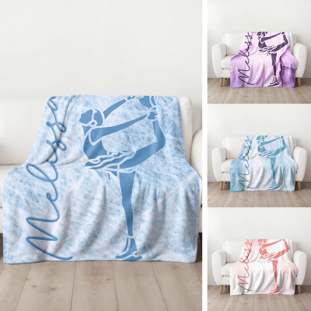 Figure Skating Blanket Personalized Figure Skating Gift for Mom Ice