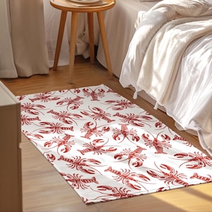 Lobster Area Rug Lobster Home Decor Ocean Theme Floor Mat Beach House Room Decor Boat Owner Gift Yacht Lobster Trend Cottage Kitchen Decor