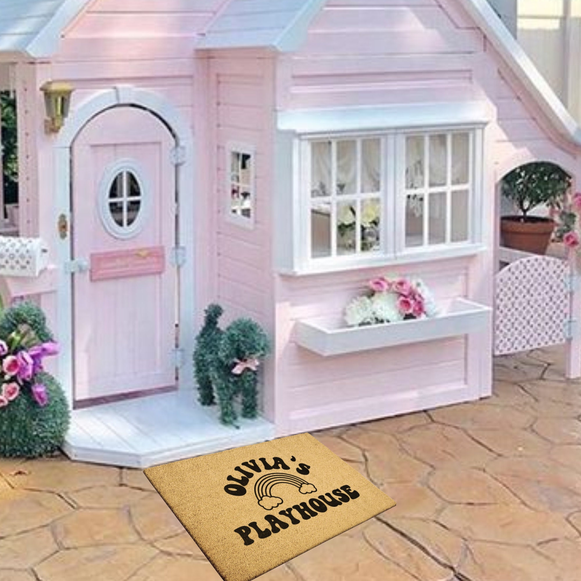 Personalized Playhouse Doormat Kids Playhouse Decor Kids Rug Playhouse