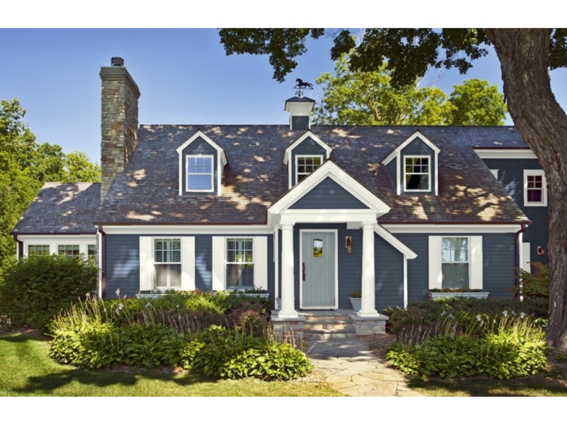 Navy Exterior Paint Color Scheme Blue Exterior Paint Farmhouse Exterior
