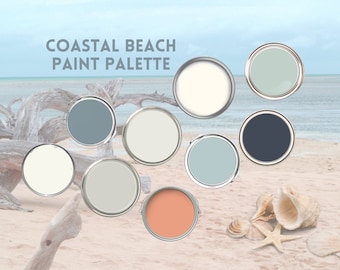 Benjamin Moore Coastal Beach Paint Palette Whole Home Interior Water Color Modern Coastal Color Scheme Sea Salt Beach House Coral And Green