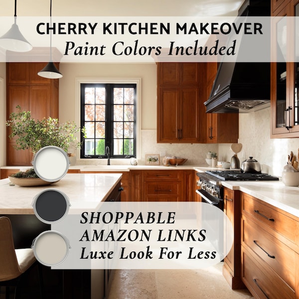 Idee per la ristrutturazione della cucina in ciliegio 2026 Miglioramento della casa fai da te Fixer Upper Interior Design Ristrutturazione Ispirazione Mood Board Tavolozza di colori per la cucina color tortora caldo