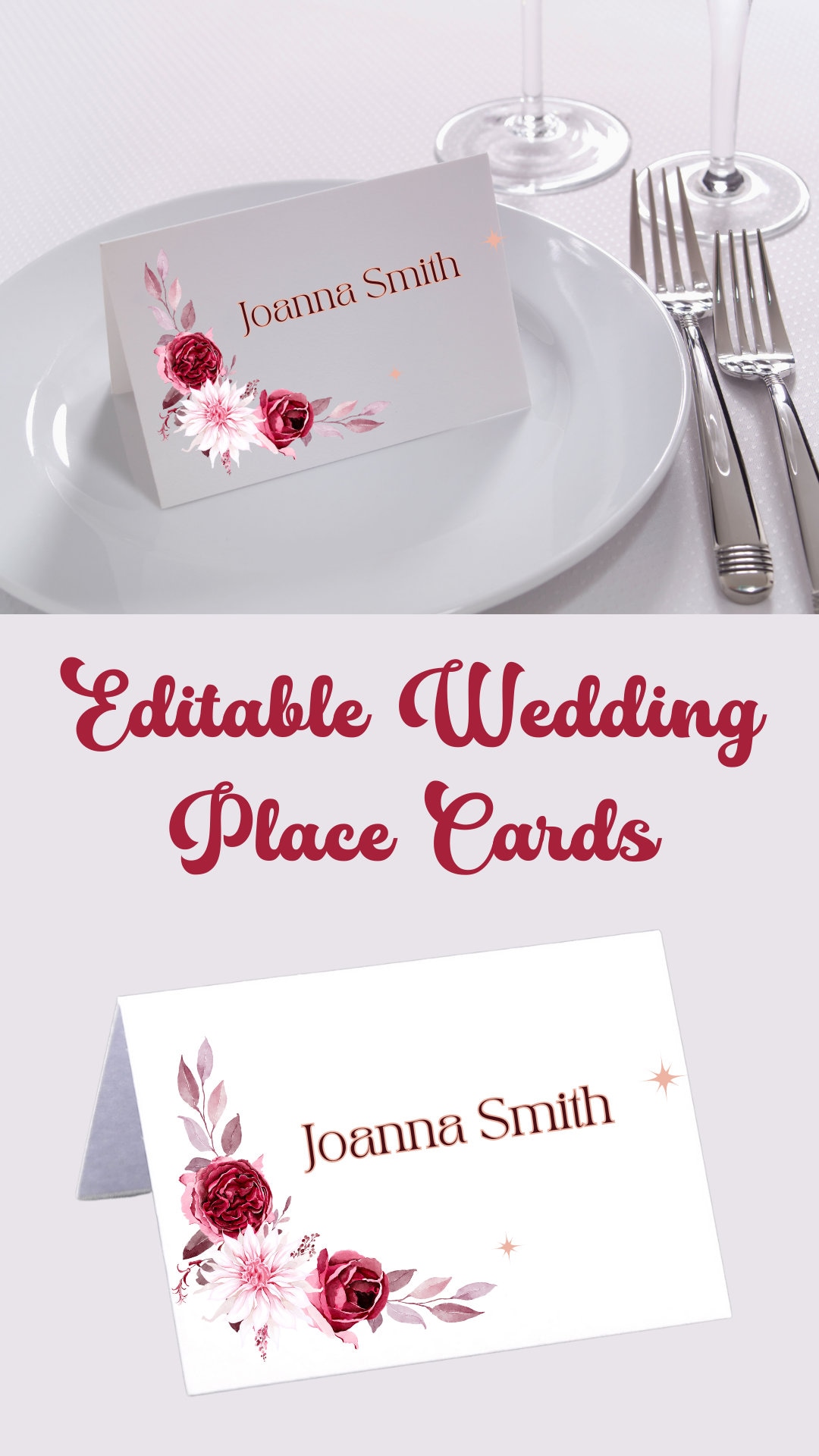 Editable Wedding Place Card Name Card Template Boho Etsy
