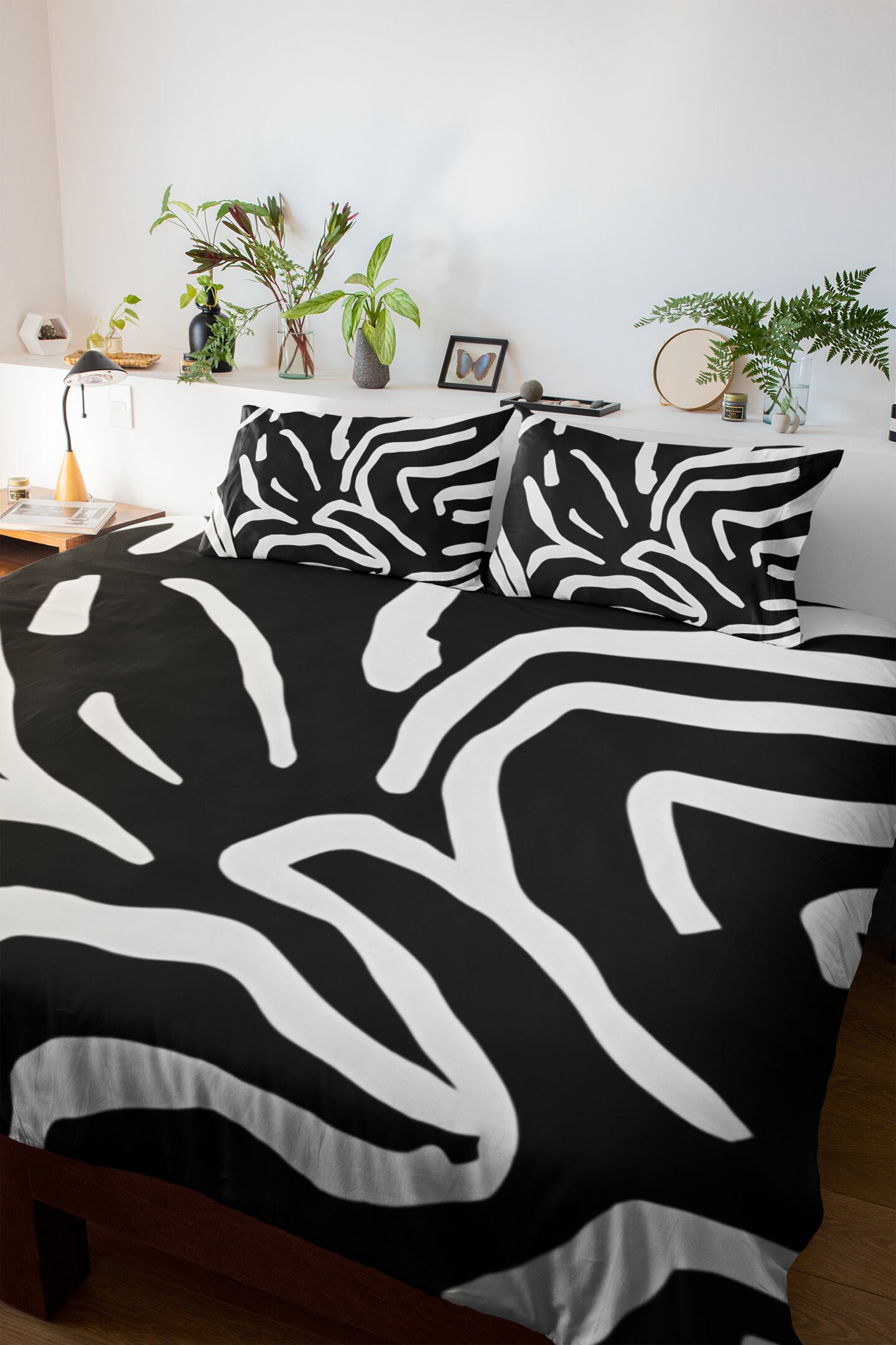 Black and White Modern Duvet Set Modern Geometric Duvet King Size Duvet ...