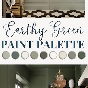 Sage Green Color Palette Boho Kitchen Paint Scheme Idea Earthy Green Home Decor Organic Modern Living Room Forest Earth Tone Interior Design
