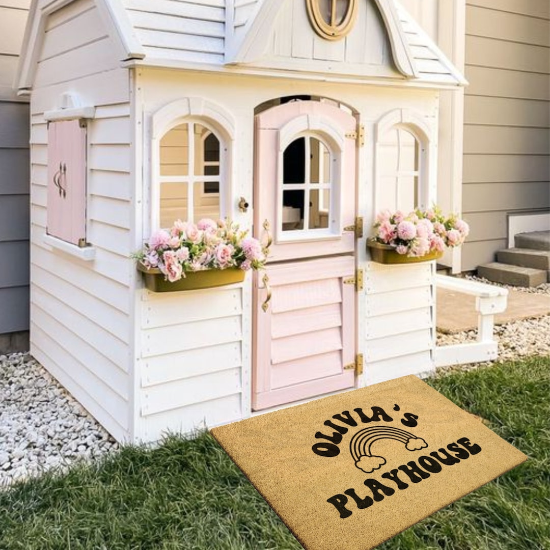 Personalized Playhouse Doormat Kids Playhouse Decor Kids Rug Playhouse