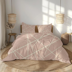 Pink Bedding Set Twin Pink Duvet Cover Queen Teen Girl Bedding Abstract Comforter Designer Bedroom Decor Modern Duvet King Geometric Pillow