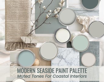 Modern Seaside Paint Palette Coastal House Paint Color Gray Blue Green Natural Master Bedroom Color Benjamin Moore Sea Green Calm Bathroom