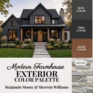 Modern Farmhouse Exterior Paint Palette Dark Gray And Black Mountain Home Paint Scheme Benjamin Moore Moody English Cottage Sherwin Williams