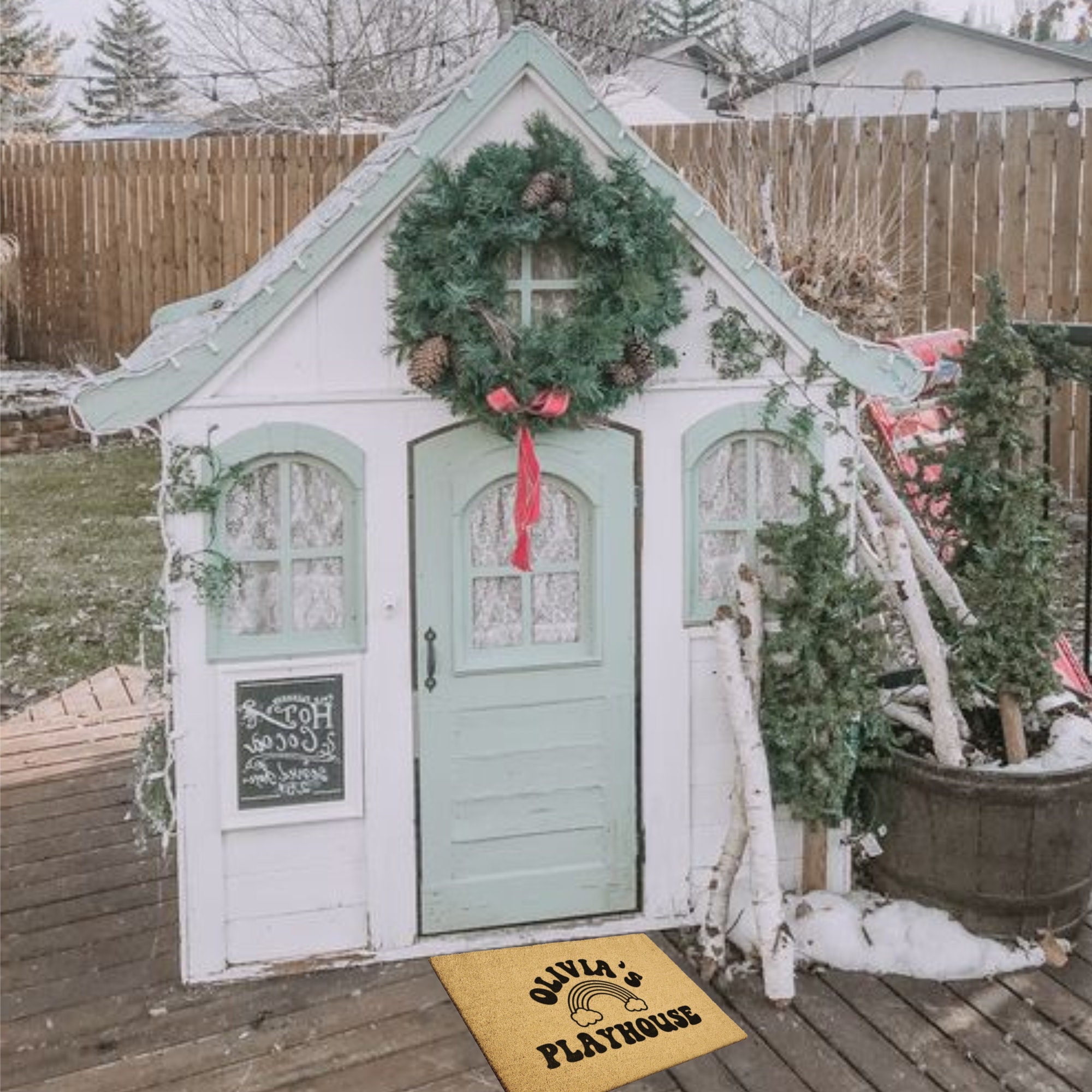 Personalized Playhouse Doormat Kids Playhouse Decor Kids Rug Playhouse