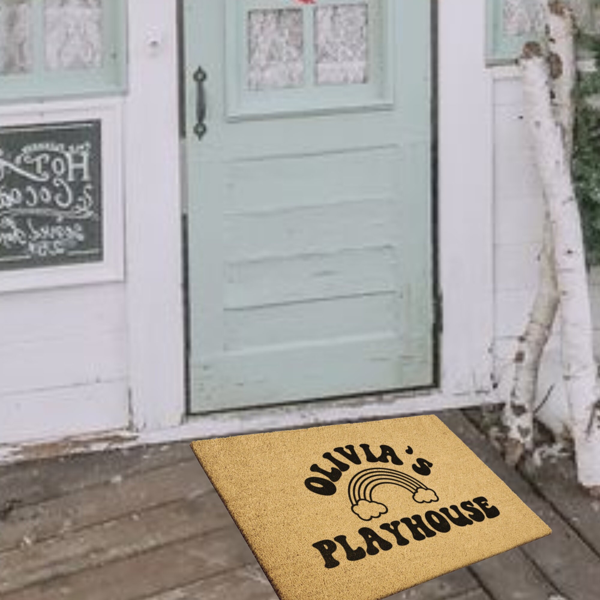 Personalized Playhouse Doormat Kids Playhouse Decor Kids Rug Playhouse