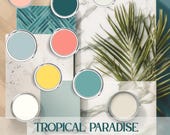 Tropical Paint Caribbean Benjamin Moore Paint Palette Bedroom Green Wall Color Beach House Color Scheme Coral Tropical Blue Paint Scheme