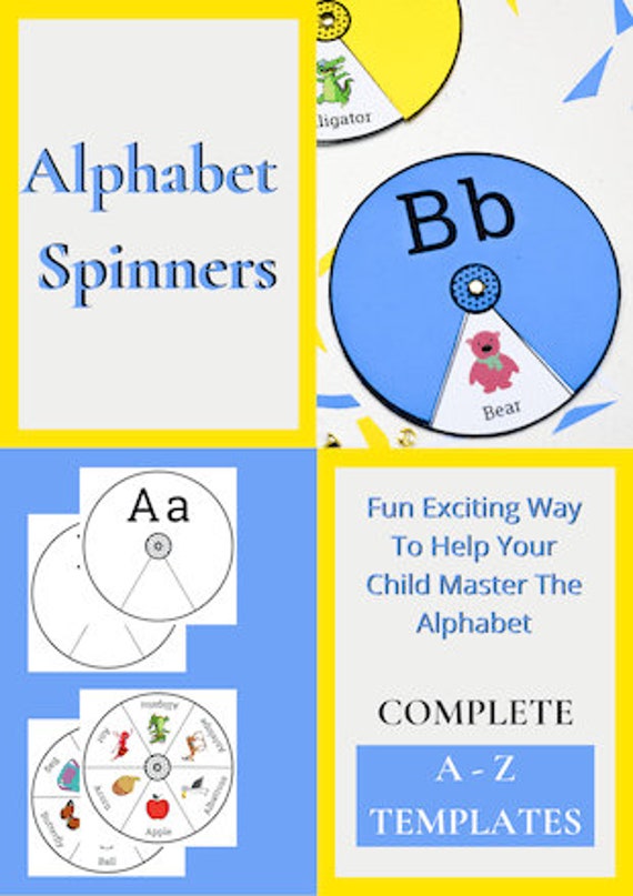 alphabet spinners abc printable craft for toddlers preschool etsy india