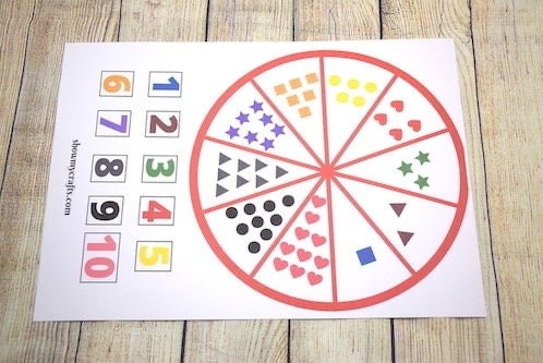 Number Matching Game Printable. Counting Worksheets 1-20. Shape ...