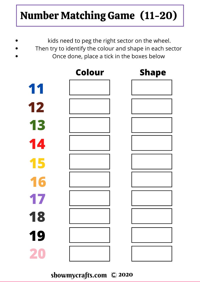 Number matching game printable. Counting worksheets 1-20. - Etsy España