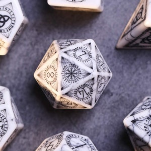 White Turquoise Gems DnD Dice Set Dungeons & Dragons Hand Carved, Role Playing Games