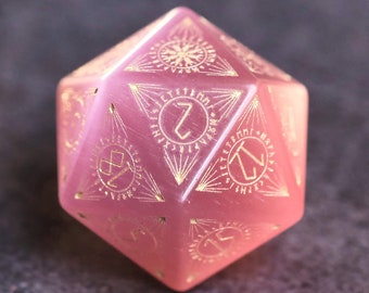 Pink Opalite  Polyhedral Dice Set Gemstone DnD Dice Set for  Dungeons and Dragons, RPG Game DND MTG Game Hand Carved
