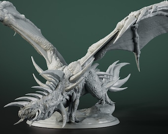 Dragon de cristal adulte miniature, figurines fantaisie non peintes, miniature en résine 28 mm/32 mm, miniature imprimée 3d très détaillée