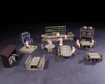 Escenografía en miniatura para taberna de D&D, juegos de mesa, juegos de rol de fantasía, Dungeons and Dragons, terreno disperso.