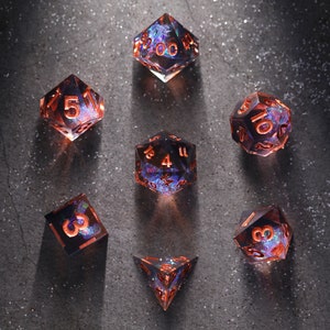 Smoky Pink DnD Dice Set Handmade Dice Sharp Edge Dice Resin Dice For Dungeons and Dragons RPG Games