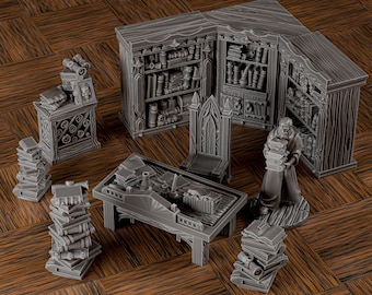 Juego de muebles de biblioteca DND: juego de rol inmersivo en terreno en miniatura DnD para juegos de mesa