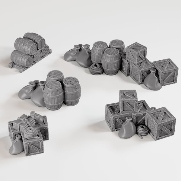 DnD Cargo Piles Miniature Terrain For Dungeons and Dragons, Wargame, Pathfinder, Scatterplot, Tabletop Games