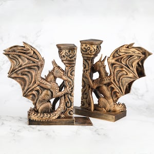 Hand Painted Dragon Bookend Unique Gift for Fantasy Lovers zdjęcie 4