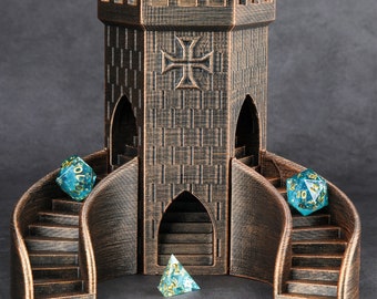 Castle Dice Tower, torre de dados impressa em 3D para jogos de RPG | Masmorras e Dragões | Acessórios DnD | Caixa de dados DnD | Dados de rolamento