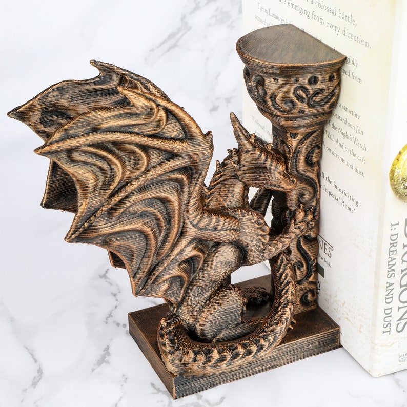 Hand Painted Dragon Bookend Unique Gift for Fantasy Lovers zdjęcie 6