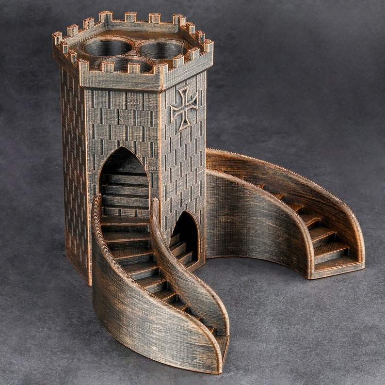 Tour de dés du château, tour de dés imprimée en 3D pour jeux de rôle Donjons et dragons Accessoires MDN Boîte à dés M&D Lancer les dés image 6