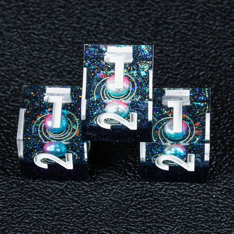 Galaxy Dice Set DND, Resin Sharp Edge Dice, Handmade Polyhedral Dice Cool Unique Dice for Tabletop Games, Dungeons and Dragons, Board Games image 8