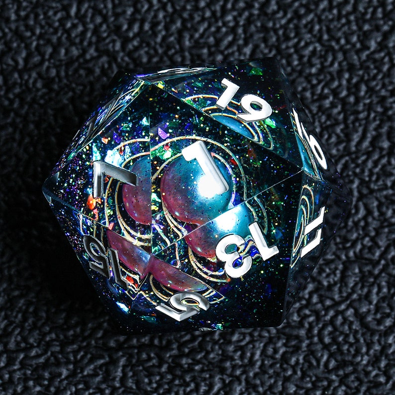 Galaxy Dice Set DND, Resin Sharp Edge Dice, Handmade Polyhedral Dice Cool Unique Dice for Tabletop Games, Dungeons and Dragons, Board Games image 4